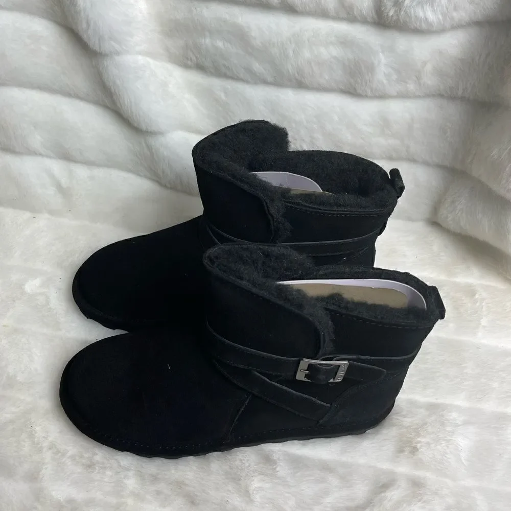 NWBox BEARPAW Emersyn Suede black Ankle Boots with Never wet Technology …